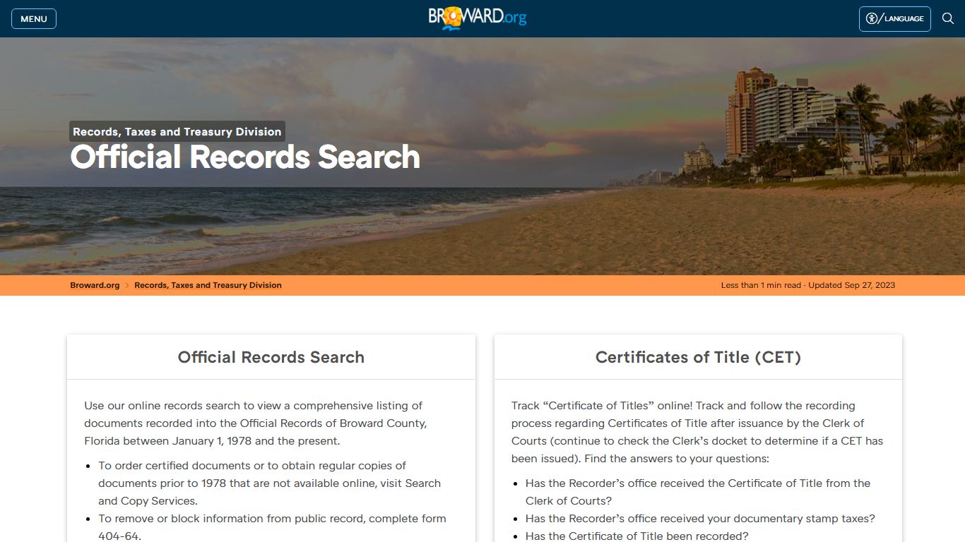 Records Official Records Search - Broward County